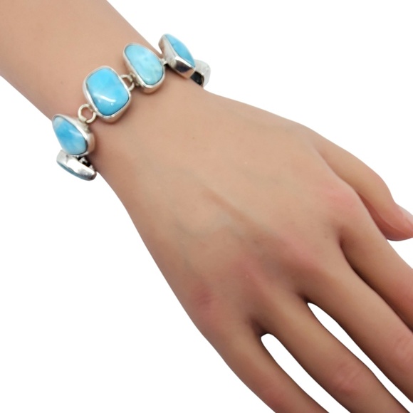 Krystyna's Sterling Silver Larimar Chain Toggle Bracelet # 20247 - Picture 8 of 10